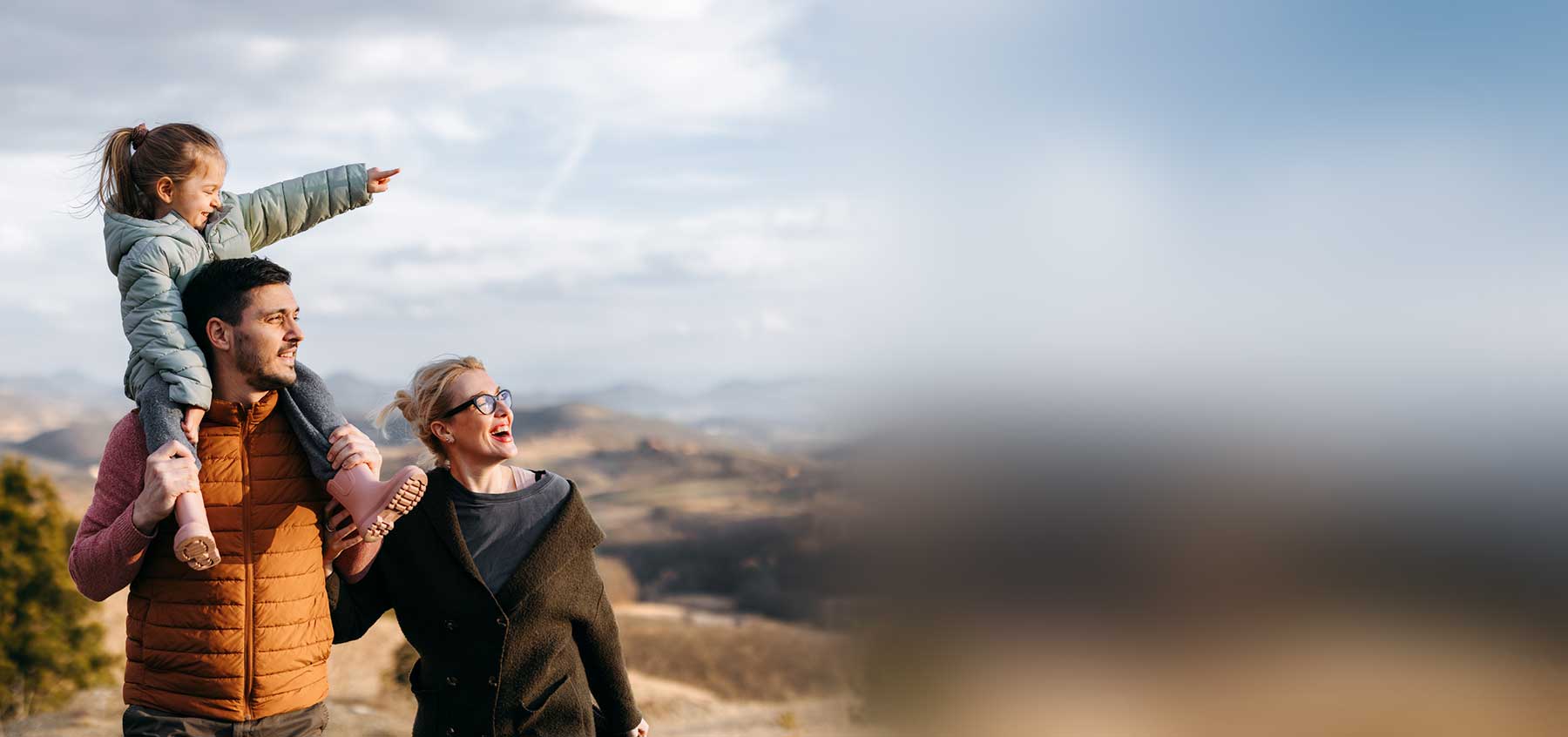 Happy Family Enjoying Mountain Vacation Together Outdoor
