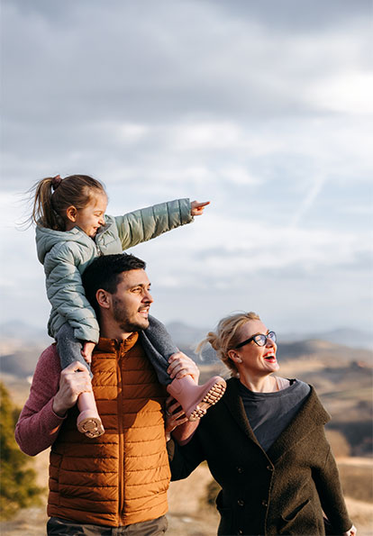 Happy Family Enjoying Mountain Vacation Together Outdoor